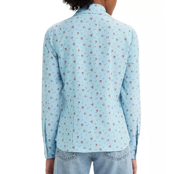 Levi’s Button Down Floral Shirt Top Everyday Silky Timeless Blouse - Picture 3 of 14